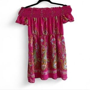 Y2K Vintage Charlotte Russe Pink Off-Shoulder Paisley Top